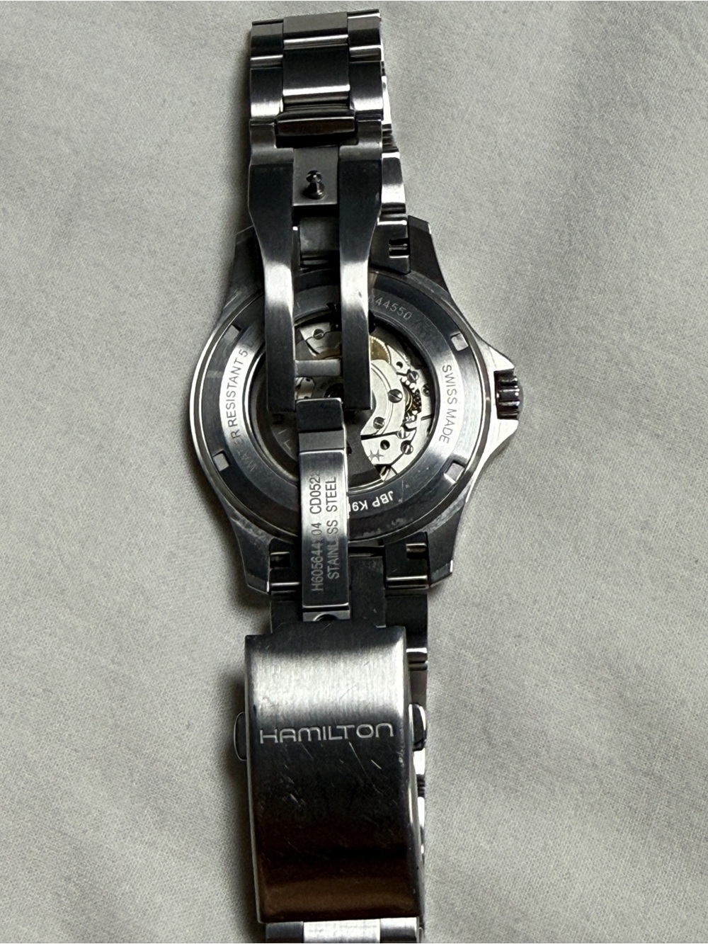 Hamilton Silver-Tone Automatic Watch with Exhibition Back